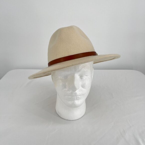 Free People Wool Wythe Leather Band Felt Hat OS French Vanilla - Picture 2 of 7